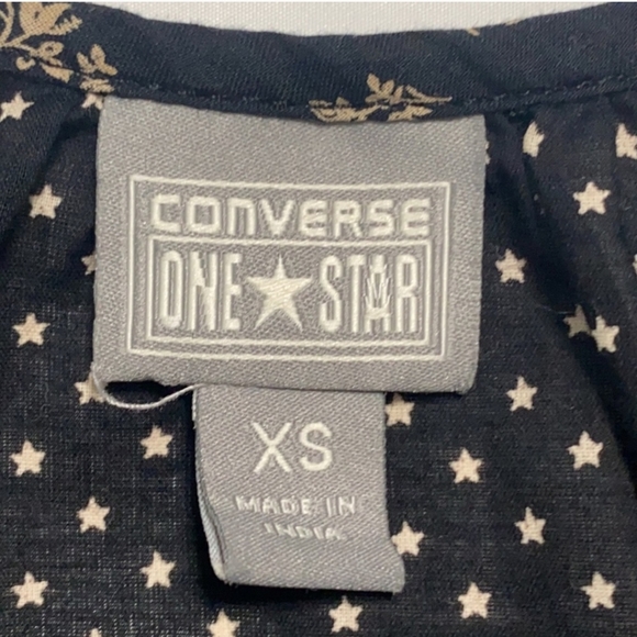 Converse One Star Black Cotton Polka Dot Floral Spaghetti Strap Tank Top Size XS - Picture 2 of 5